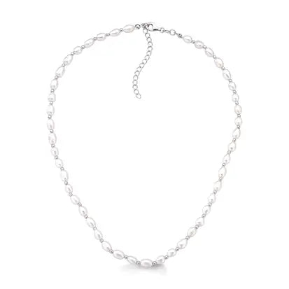 Colar Perola Natural em Prata com Rodio