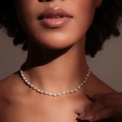 Colar Perola Natural em Prata com Rodio