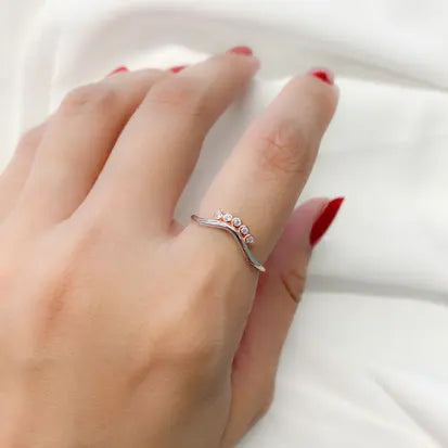 Anel Coroa em Prata com Banho de Rodio e Rosa