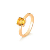 Anel Redondo Citrino Natural Prata com Banho de Ouro