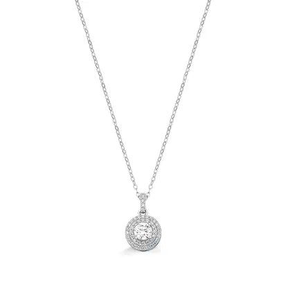 Colar Redondo Pave Cravejado com Zircônias em Prata com Banho de Rodio 40CM + 5CM