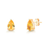 Brinco Gota Citrino Natural com Banho de Ouro