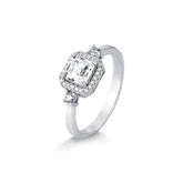 Anel Moissanite Quadrado 2 Pontos em Prata com Banho de Rodio