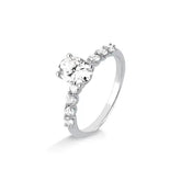 Anel Solitario Oval Moissanite em Prata 925 com Banho de Rodio