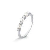 Anel Perola Natural e Moissanite em Prata com Rodio