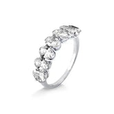 Anel Meia Aliança Oval Moissanite em Prata 925 com Banho de Rodio