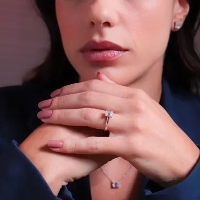 Anel Moissanite Retangular