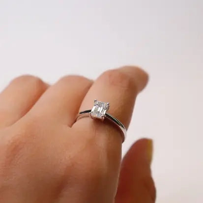 Anel Moissanite Retangular