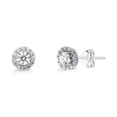 Brinco Flor Moissanite em Prata 925 com Banho de Rodio