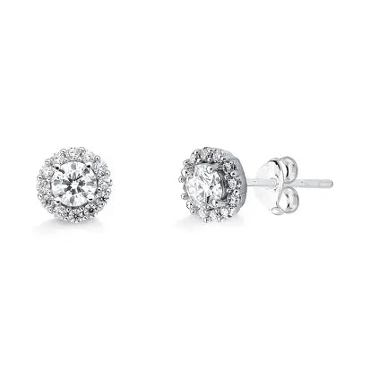 Brinco Flor Moissanite em Prata 925 com Banho de Rodio