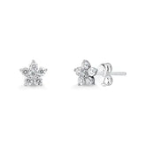 Brinco Flor M Moissanite em Prata 925 com Banho de Rodio