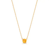Colar Redondo Citrino Natural Prata com Banho de Ouro
