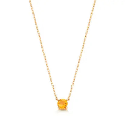 Colar Redondo Citrino Natural Prata com Banho de Ouro