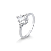 Anel Zirconia Gota em Prata com Banho de Rodio