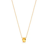 Colar Oval Citrino Natural com Banho de Ouro