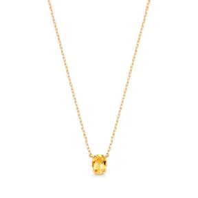 Colar Oval Citrino Natural com Banho de Ouro