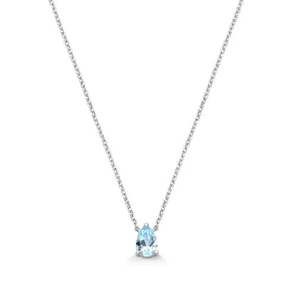 Colar Oval Moissanite Topazio Azul