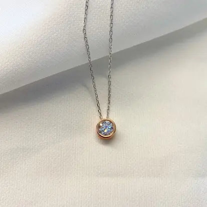 Colar Ponto de Luz em Prata com Rodio e Ouro Rose