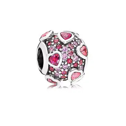 Berloque Coraçoes Vermelho Rosa