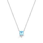 Colar Quadrado Moissanite Topazio Azul
