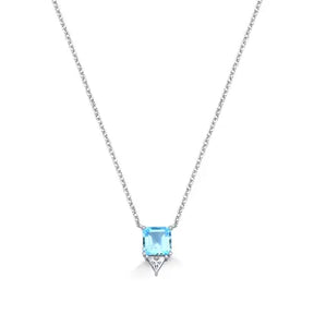 Colar Quadrado Moissanite Topazio Azul