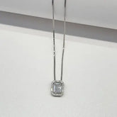 Colar Retangular Cravejado com Zirconias em Prata com Banho de Rodio 40CM + 5CM