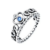 Anel Coroa Pandy Azul em Prata