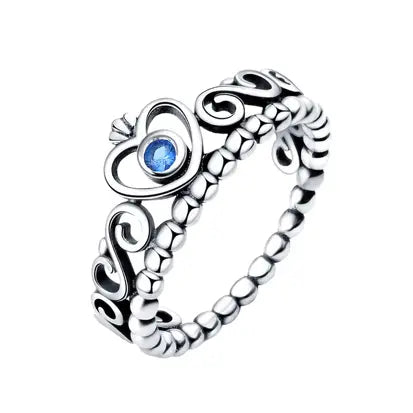 Anel Coroa Pandy Azul em Prata