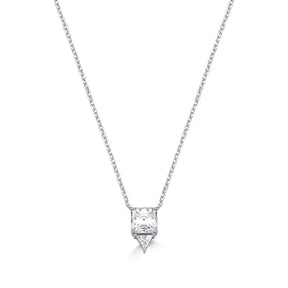 Colar Moissanite Quadrado em Prata com Banho de Rodio