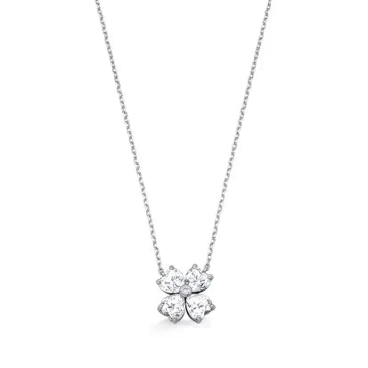Gargantilha Flor G Moissanite em Prata 925 com Banho de Rodio