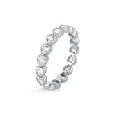 Aliança Coraçoes de Zirconia em Prata 925 com Rodio