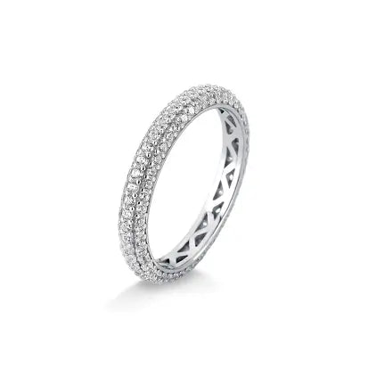 Anel Pave de Zirconia em Prata com Rodio