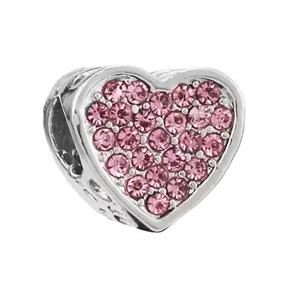 Berloque Coraçao Rosa Cravejado