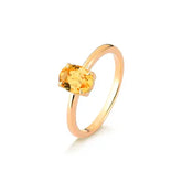 Anel Oval Citrino Natural com Banho de Ouro