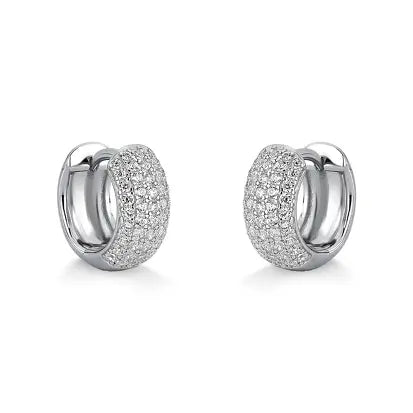 Argola Click Pave de Zirconia em Prata com Rodio