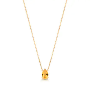 Colar Gota Citrino Natural com Banho de Ouro