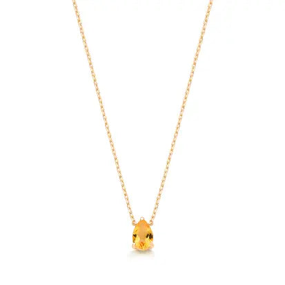 Colar Gota Citrino Natural com Banho de Ouro