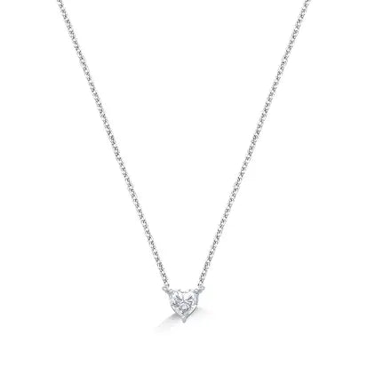 Colar Moissanite Coraçao em Prata com Banho de Rodio