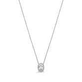 Colar Oval Dupla Face Cravejado com Zircônias em Prata com Banho de Rodio 40CM + 5CM