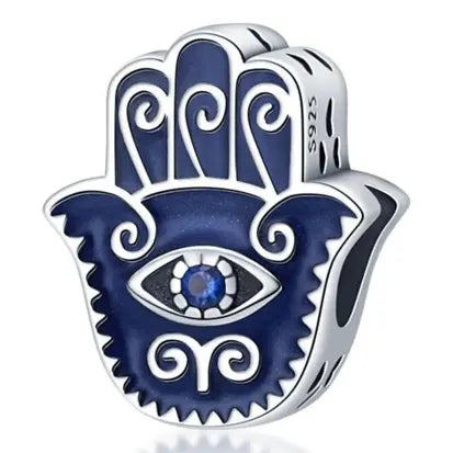 Berloque de Hamsa Esmaltada em Prata 925