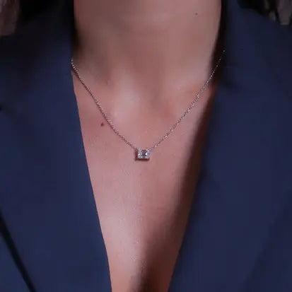 Colar Moissanite Retangular